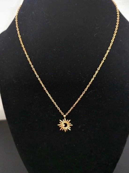Jewelry - 18K Gold Plated Stainless Steel Sunburst Celestial Pendant Necklace